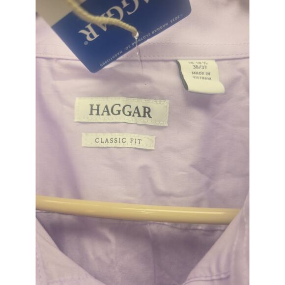 Haggar Dress Shirt Mens Size 18- 18.5 36/37 Purple Long Sleeve Collared - Picture 3 of 9